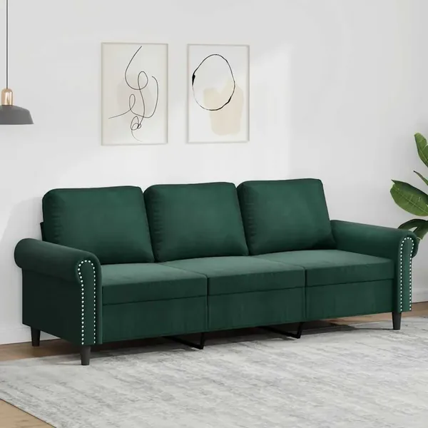 Canapé à 3 places Vert foncé 180 cm Velours