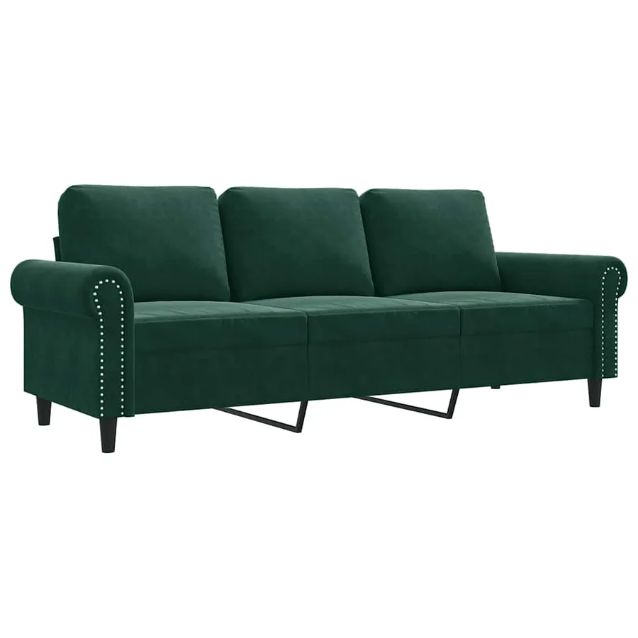 Canapé à 3 places Vert foncé 180 cm Velours - 2