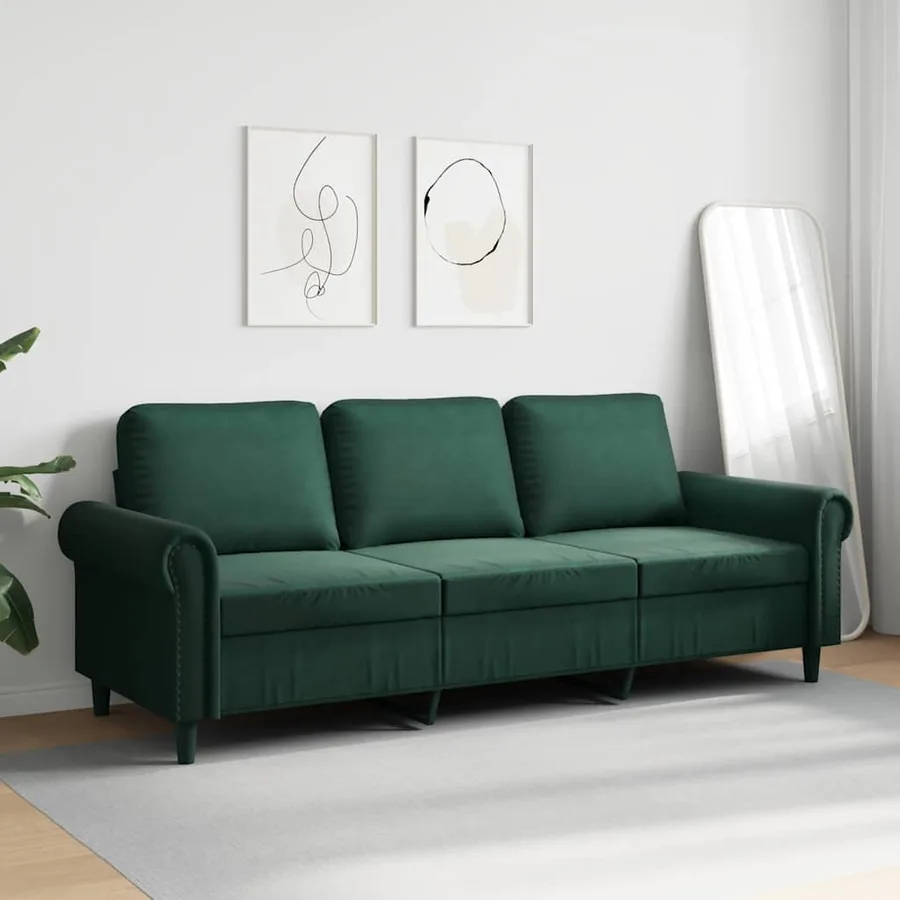 Canapé à 3 places Vert foncé 180 cm Velours - 3