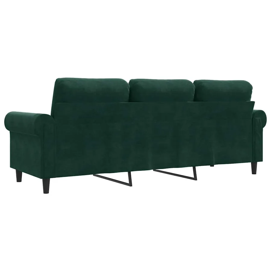 Canapé à 3 places Vert foncé 180 cm Velours - 6