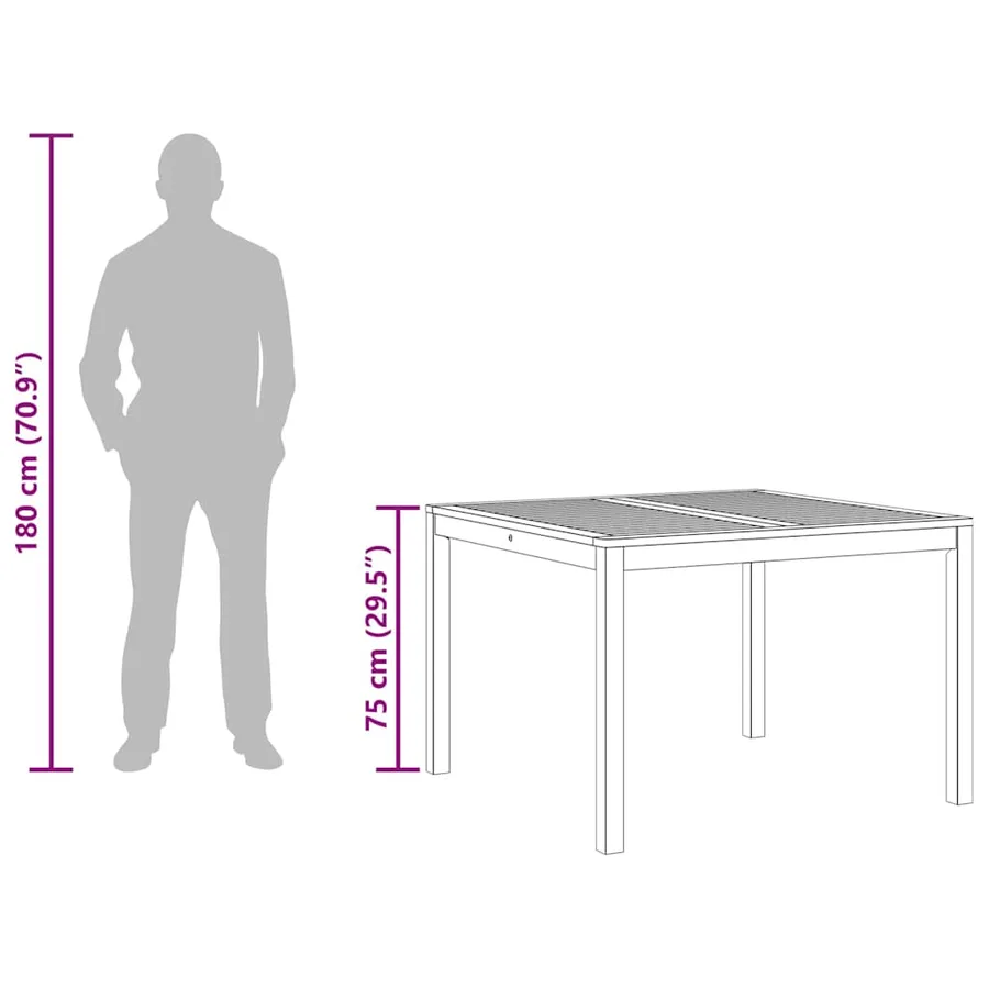 Table à manger de jardin 110x110x75 cm bois d'acacia massif - 12