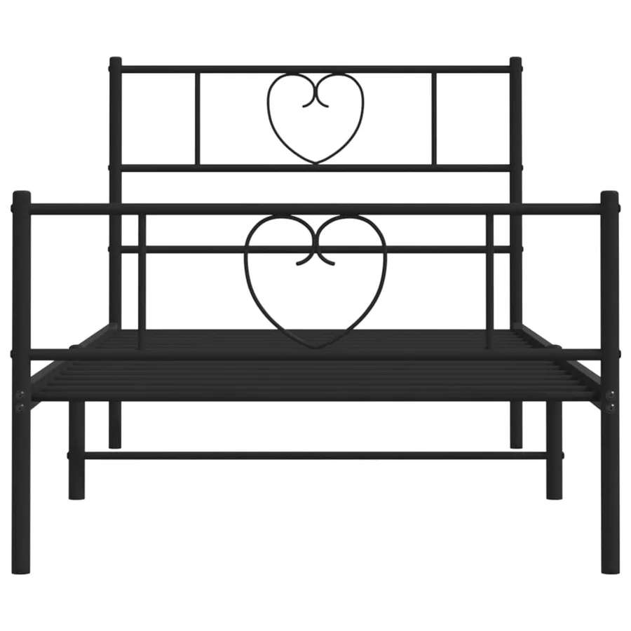 Cadre de lit métal sans matelas avec pied de lit noir 80x200 cm - 5