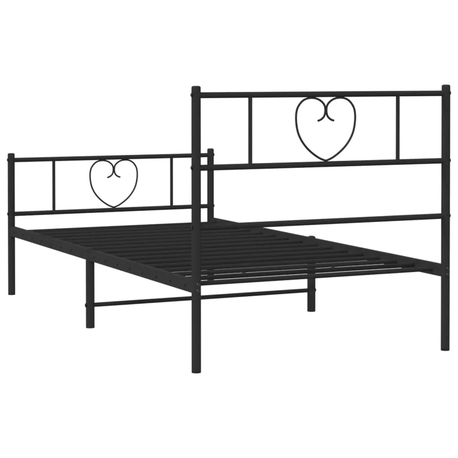 Cadre de lit métal sans matelas avec pied de lit noir 80x200 cm - 7