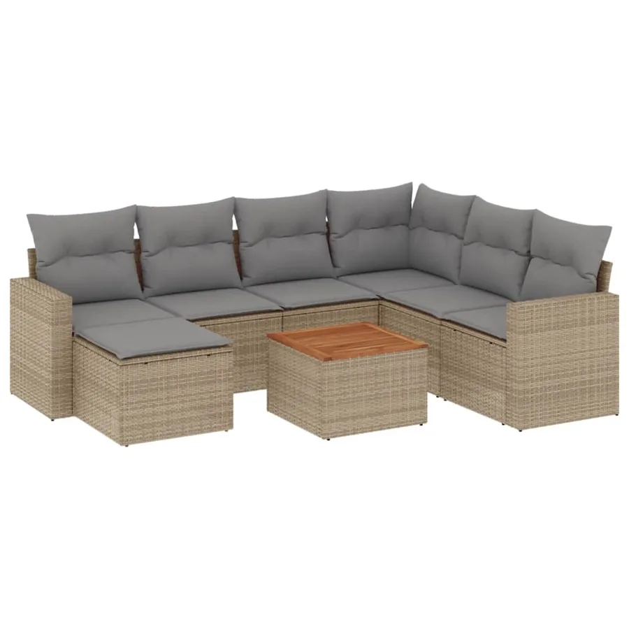 Salon de jardin avec coussins 8pcs mélange beige résine tressée - 2