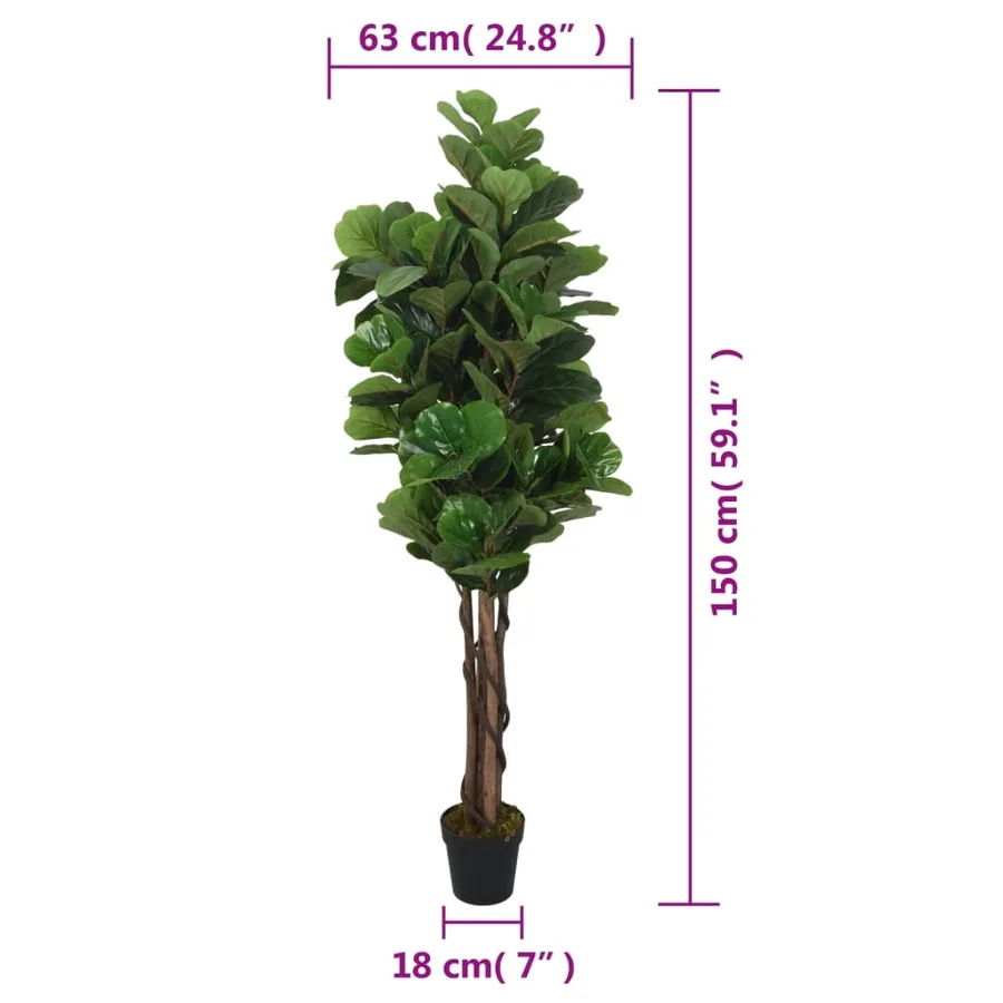 Ficus lyrata artificiel 180 feuilles 150 cm vert - 5