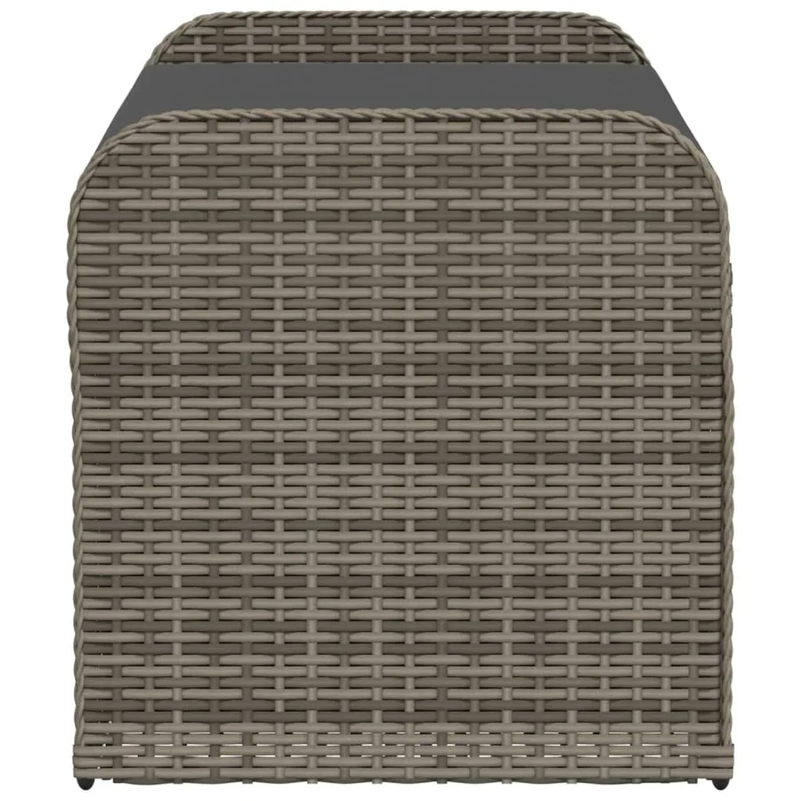 Banc de rangement avec coussin gris 115x51x52 cm résine tressée - 5
