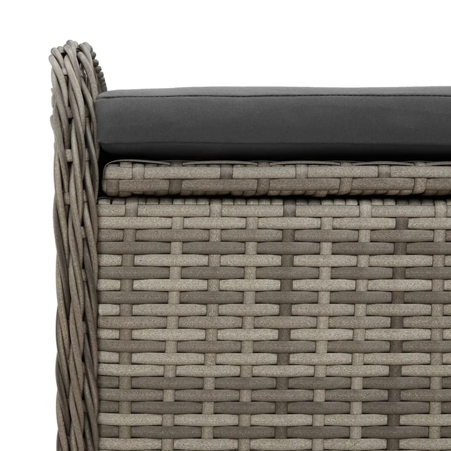 Banc de rangement avec coussin gris 115x51x52 cm résine tressée - 9