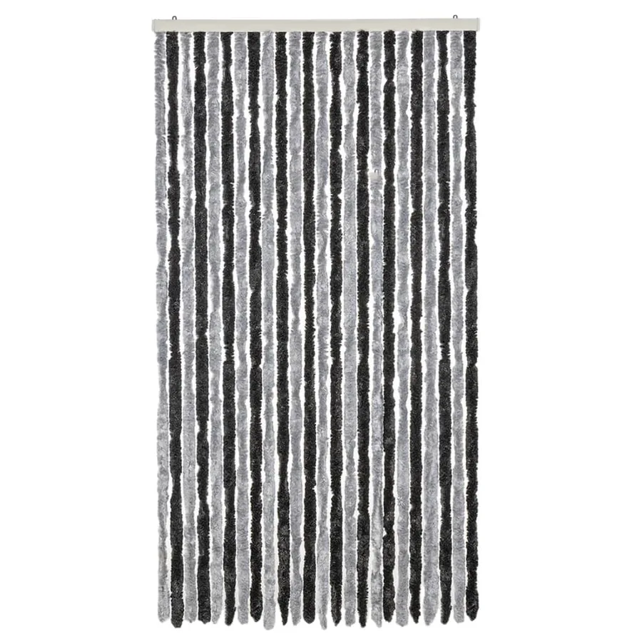 Rideau anti-mouches gris et noir 100x220 cm chenille - 3