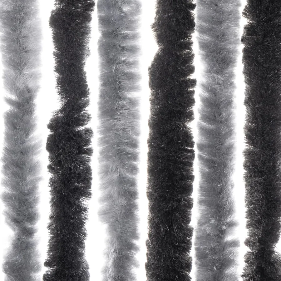 Rideau anti-mouches gris et noir 100x220 cm chenille - 6