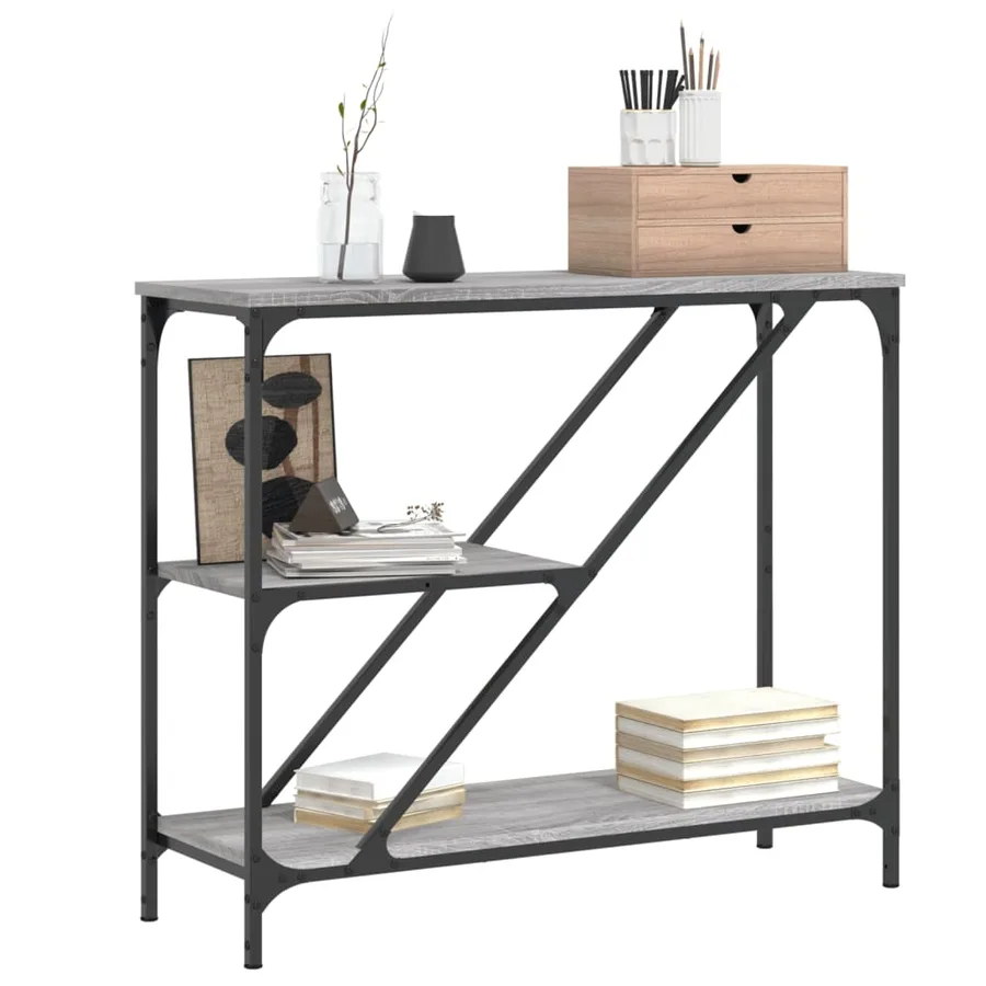 Table console sonoma gris 88,5x30x75 cm bois d'ingénierie - 3