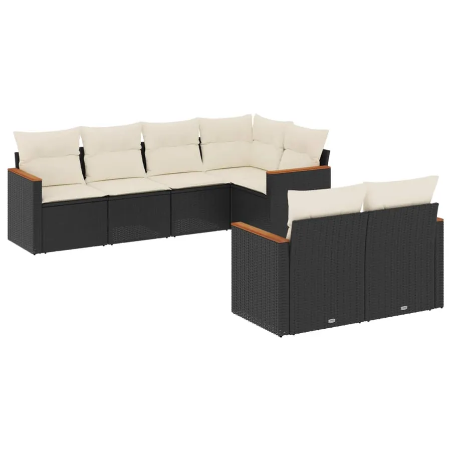 Salon de jardin 7 pcs avec coussins noir résine tressée 62 x 62 x 69 cm - 63,8 kg - 2