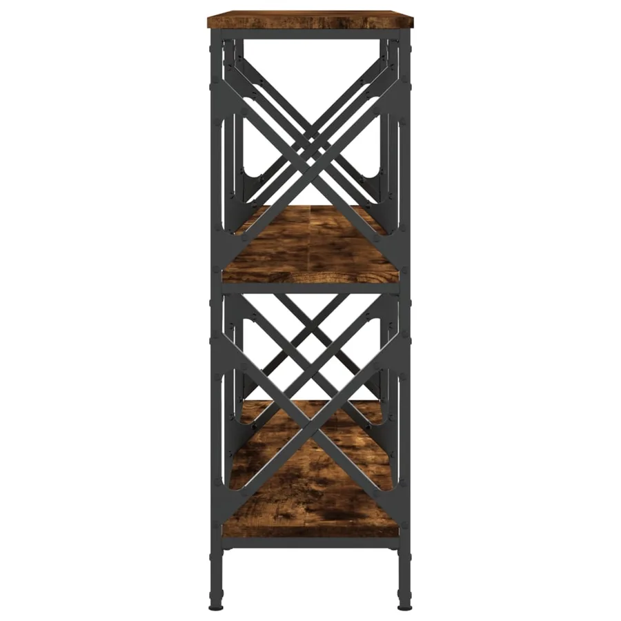 Table console chêne fumé 100x28x80,5 cm bois d'ingénierie - 5