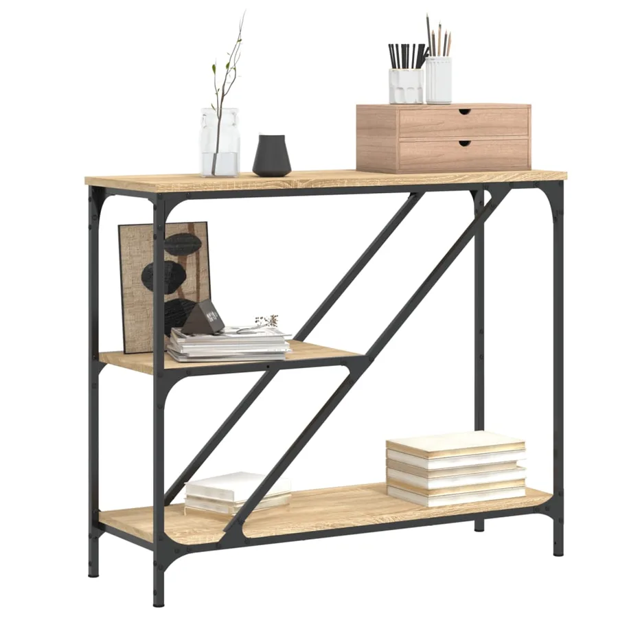 Table console chêne sonoma 88,5x30x75 cm bois d'ingénierie - 3