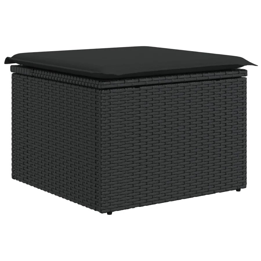 Salon de jardin 9 pcs avec coussins noir résine tressée - 5