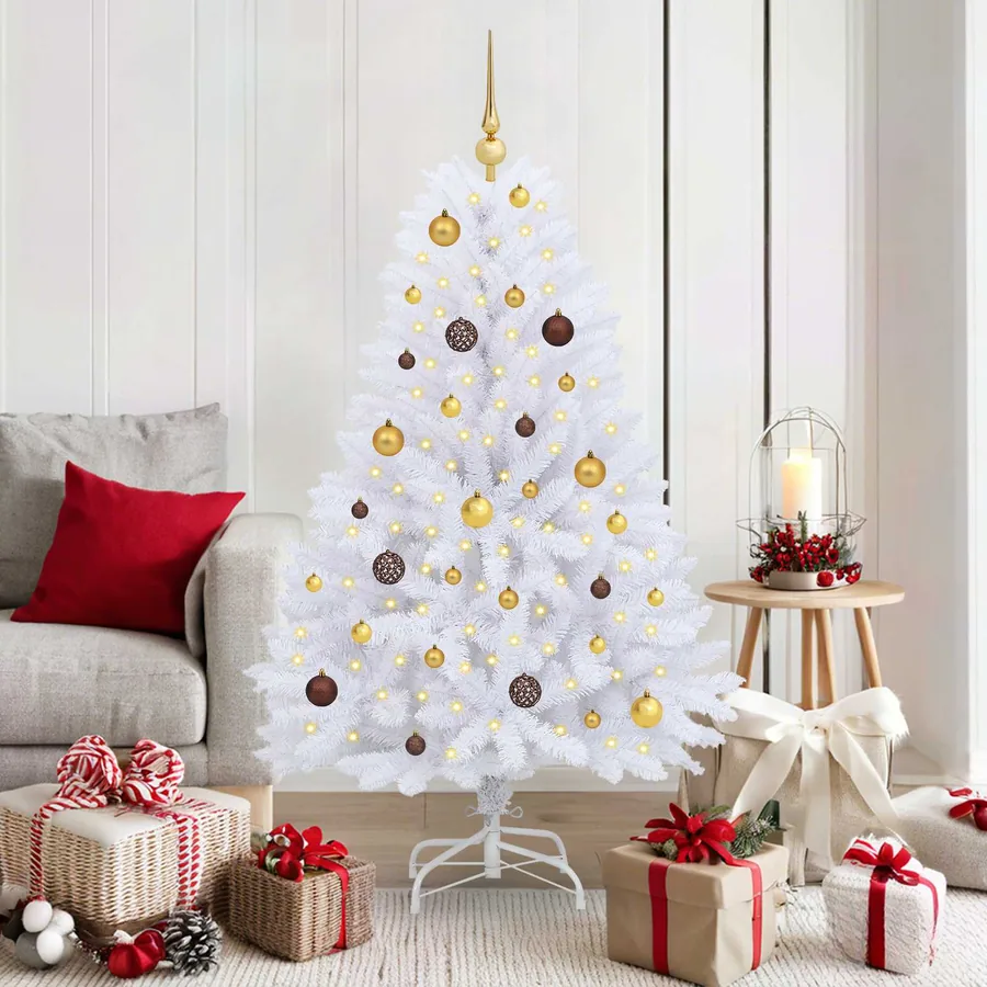 Sapin de Noël artificiel Blanc 80 x 80 x 150 cm PVC et métal
