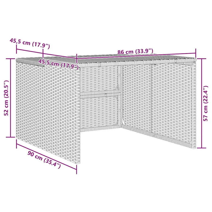 Garage pour robot tondeuse gris 86x90x52/57 cm résine tressée - 10