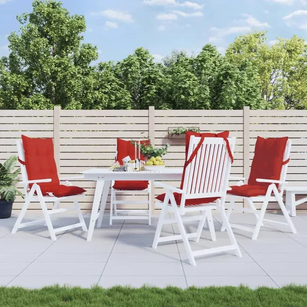 Coussins de chaise à dossier haut lot de 4 rouge tissu oxford