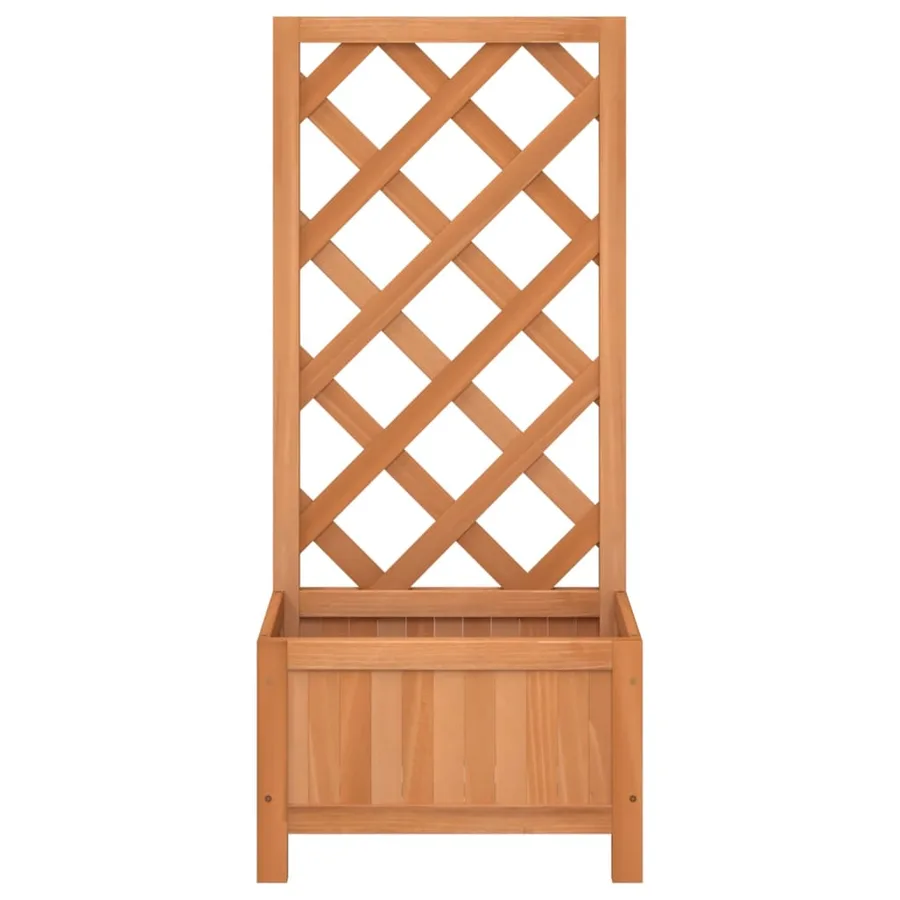 Jardinière avec treillis marron bois massif de sapin - 4