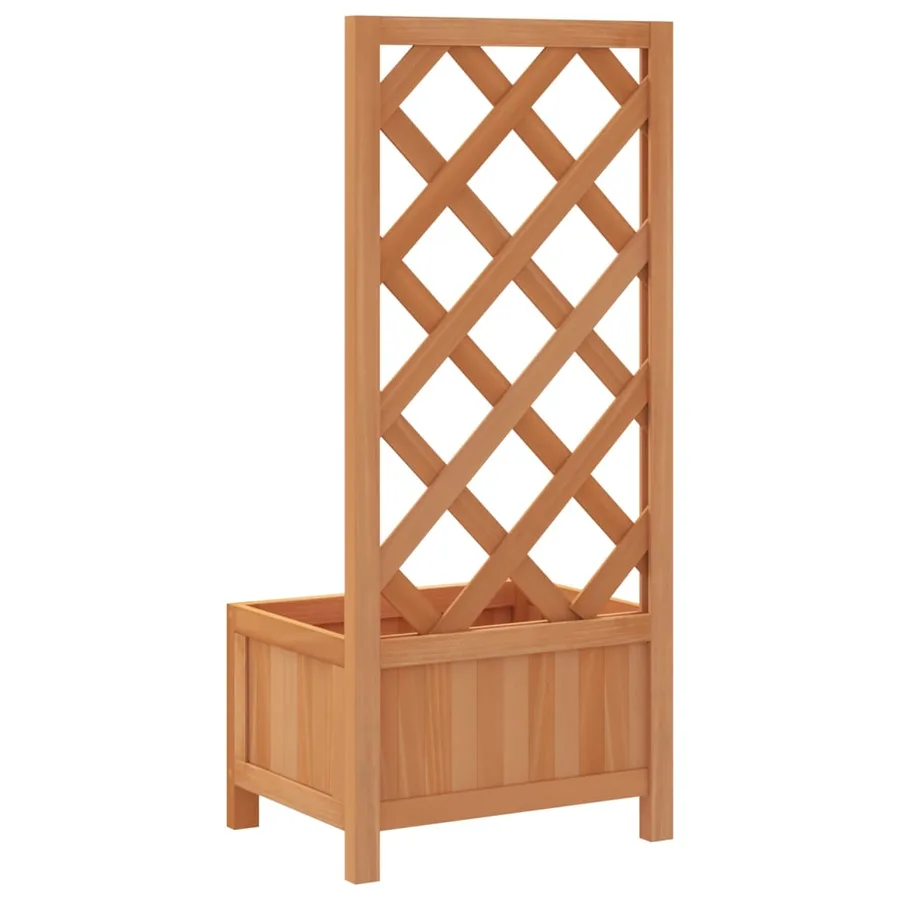 Jardinière avec treillis marron bois massif de sapin - 6