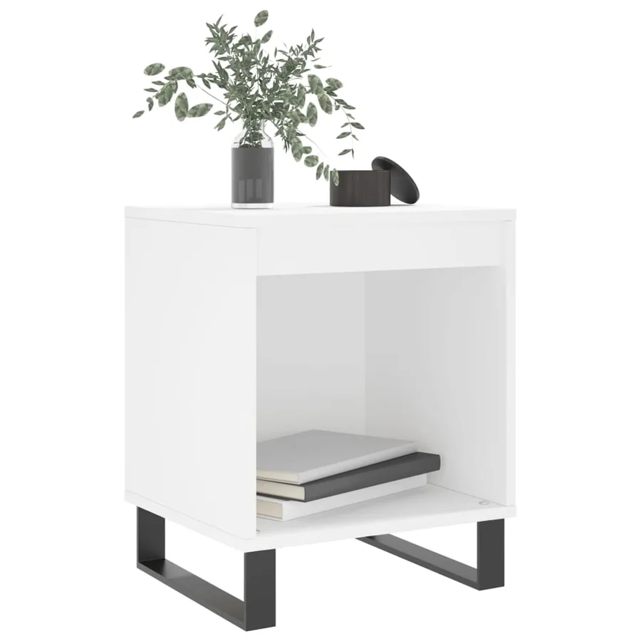 Table de chevet Blanc 40x35x50 cm Bois d’ingénierie - 3