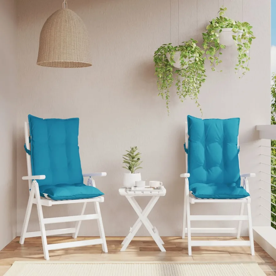 Coussins de chaise à dossier haut lot de 2 bleu clair