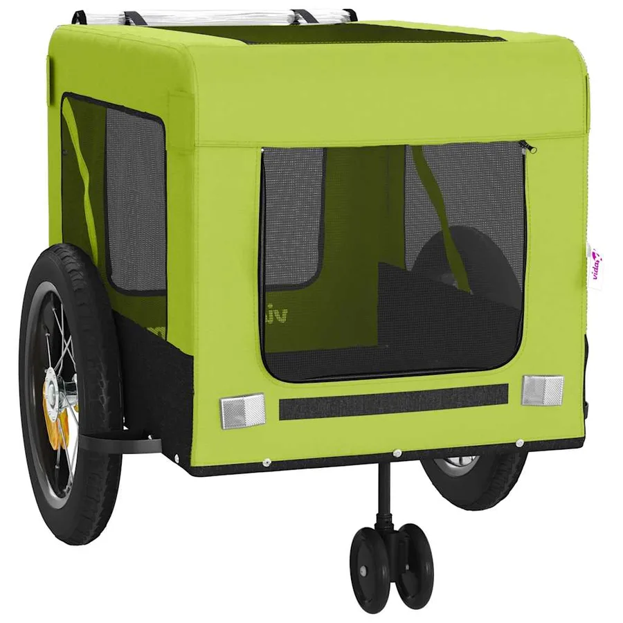 Remorque de vélo pour animaux de compagnie vert et noir - 6