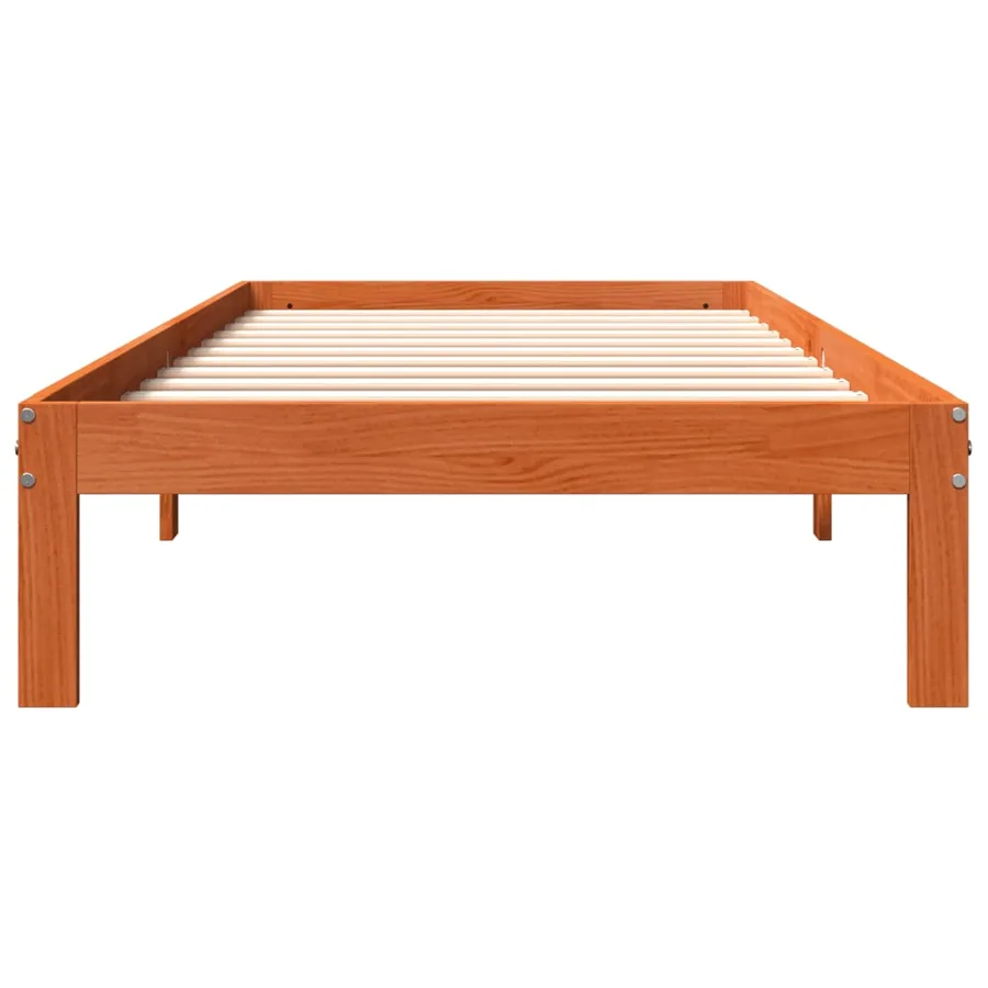 Cadre de lit sans matelas cire marron 75x190 cm bois pin massif - 4