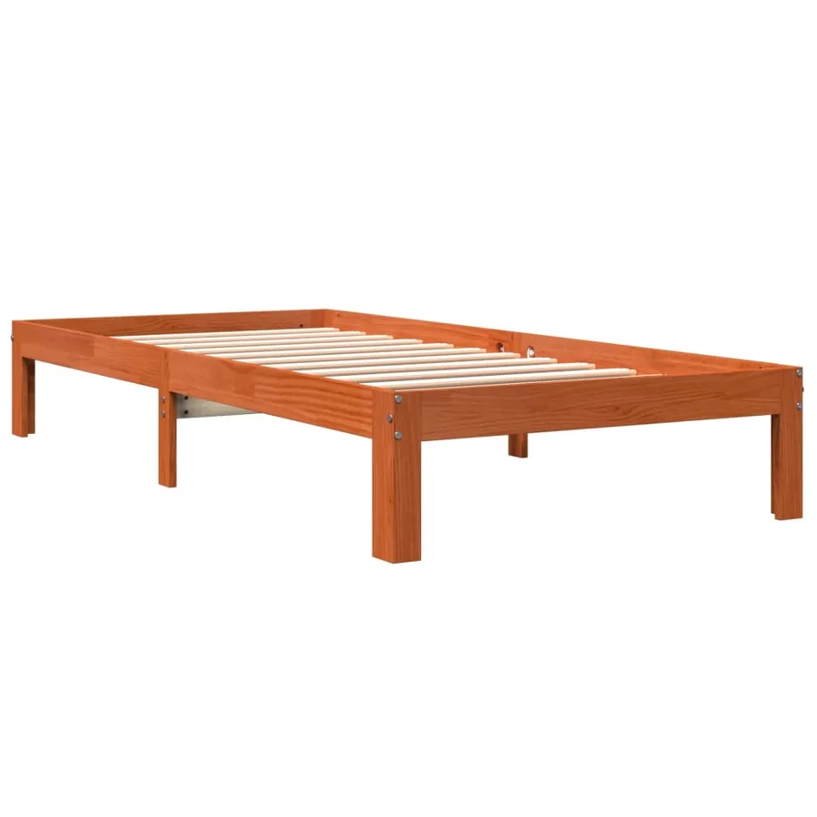 Cadre de lit sans matelas cire marron 75x190 cm bois pin massif - 6