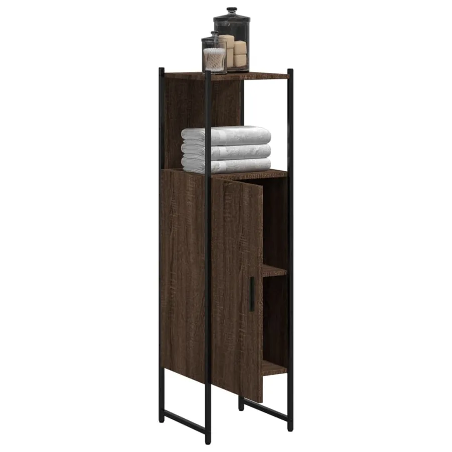 Armoire de salle de bain chêne marron 33x33x120,5 cm - 4