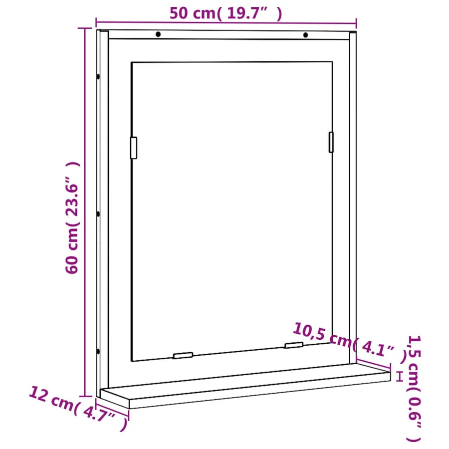 Miroir de salle de bain et étagère chêne fumé bois d’ingénierie - 9