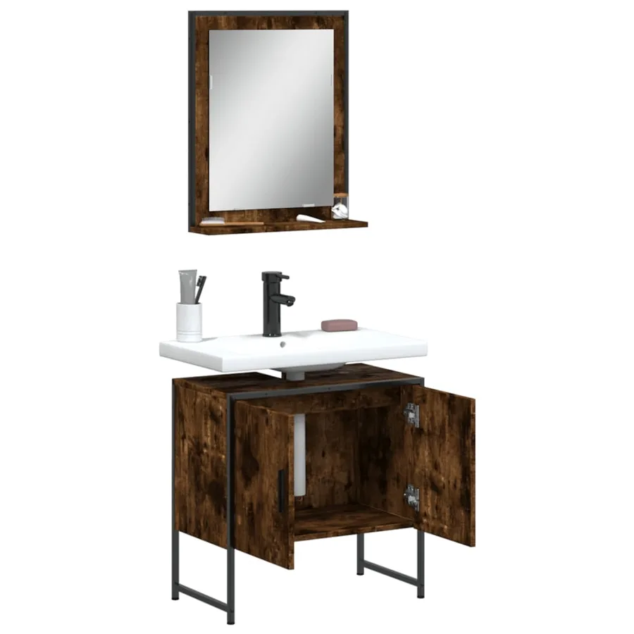 Ensemble d'armoires de salle de bain 2 pcs chêne fumé - 4
