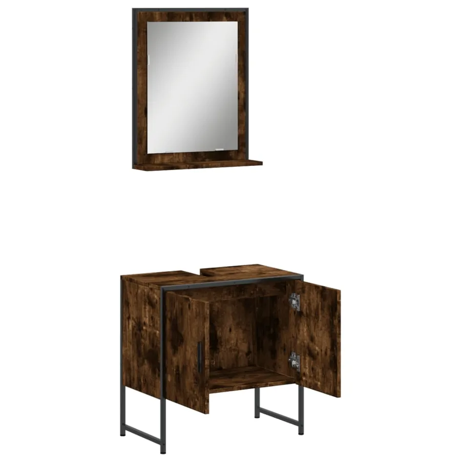 Ensemble d'armoires de salle de bain 2 pcs chêne fumé - 5
