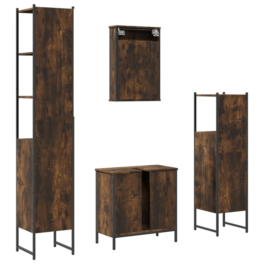 Ensemble de meubles de salle de bain 4 pcs Chêne fumé Bois - 8