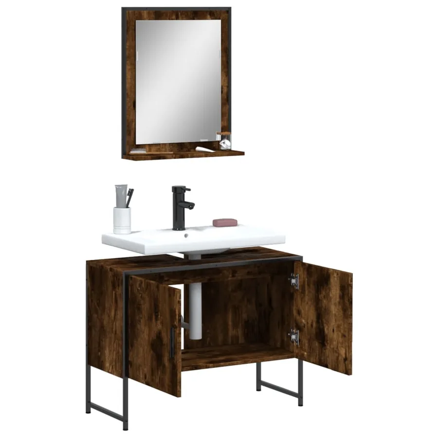 Ensemble d'armoires de salle de bain 2 pcs chêne fumé - 4