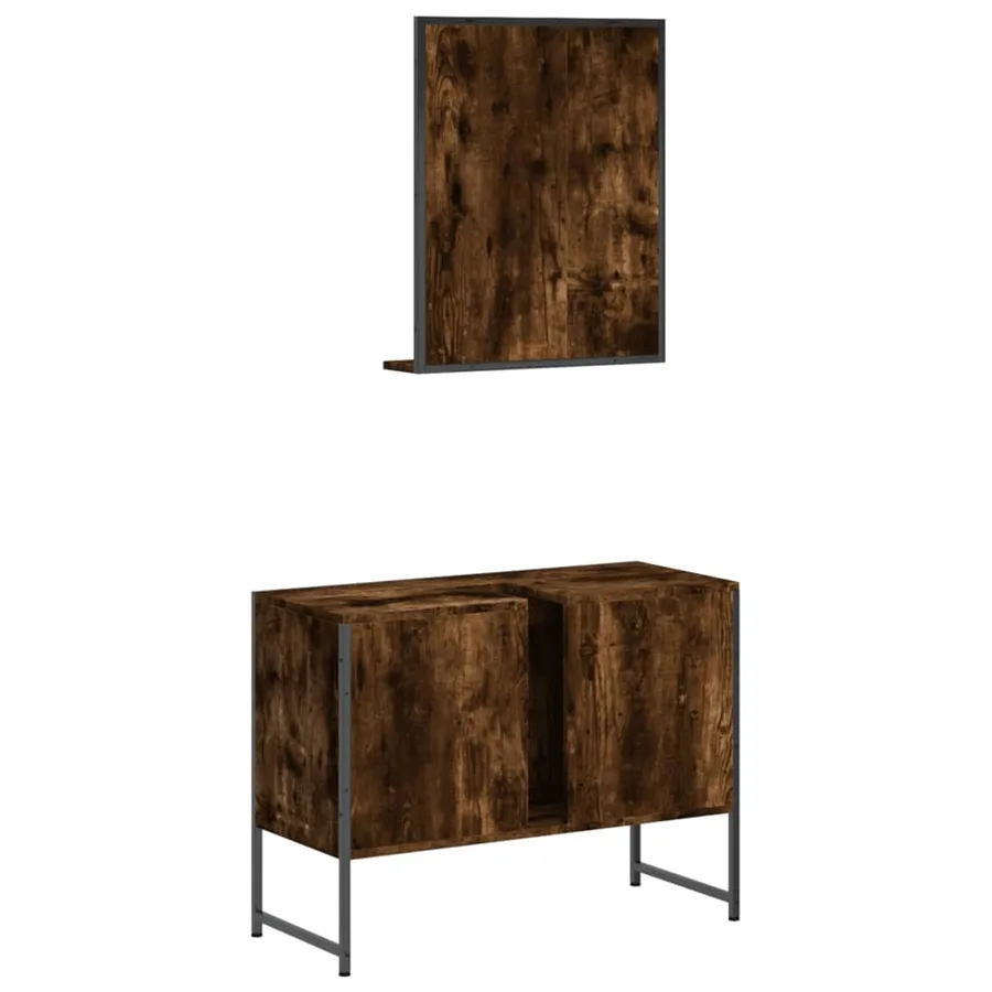 Ensemble d'armoires de salle de bain 2 pcs chêne fumé - 8