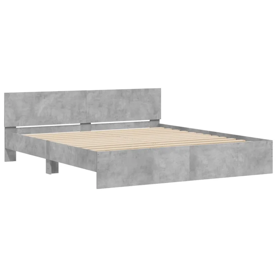 Cadre de lit sans matelas gris béton 180x200 cm - 4
