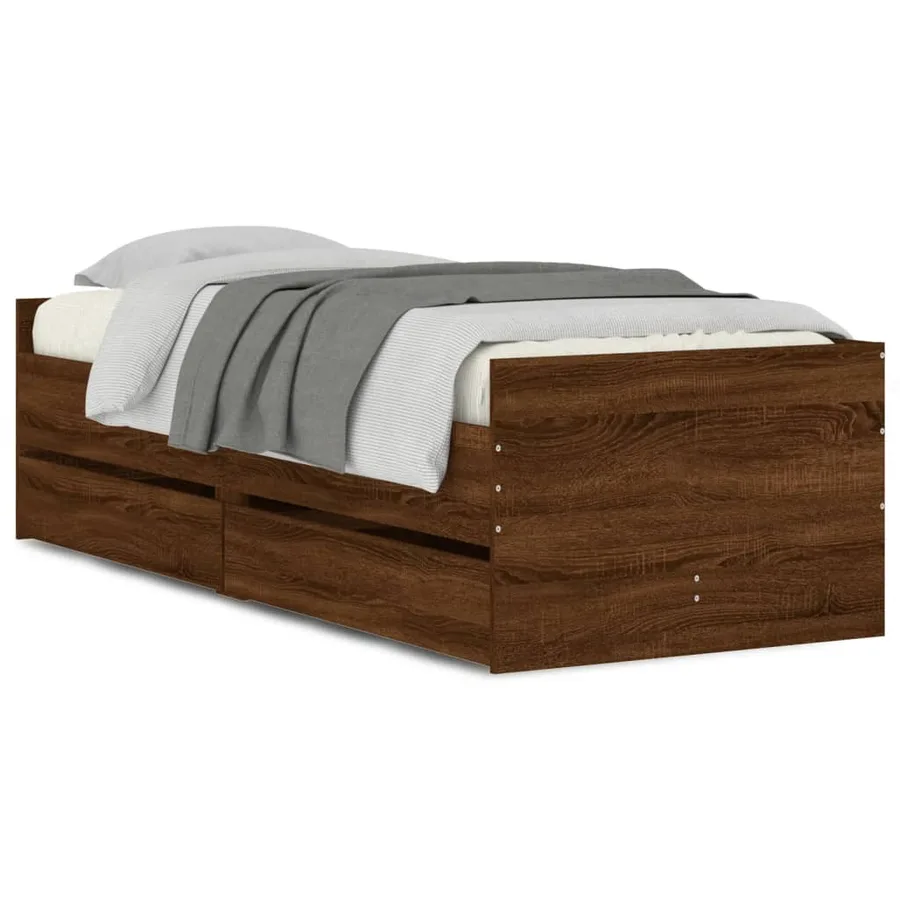 Cadre de lit sans matelas chêne marron 75x190 cm - 2
