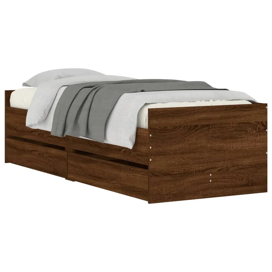 Cadre de lit sans matelas chêne marron 75x190 cm - 4