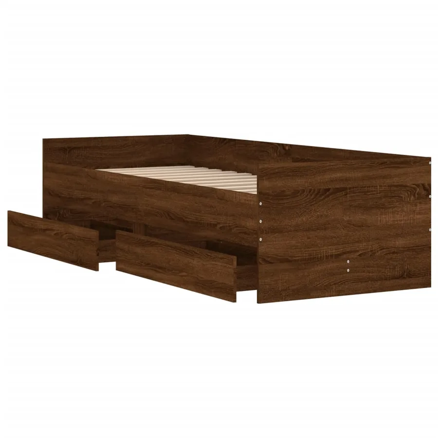 Cadre de lit sans matelas chêne marron 75x190 cm - 5