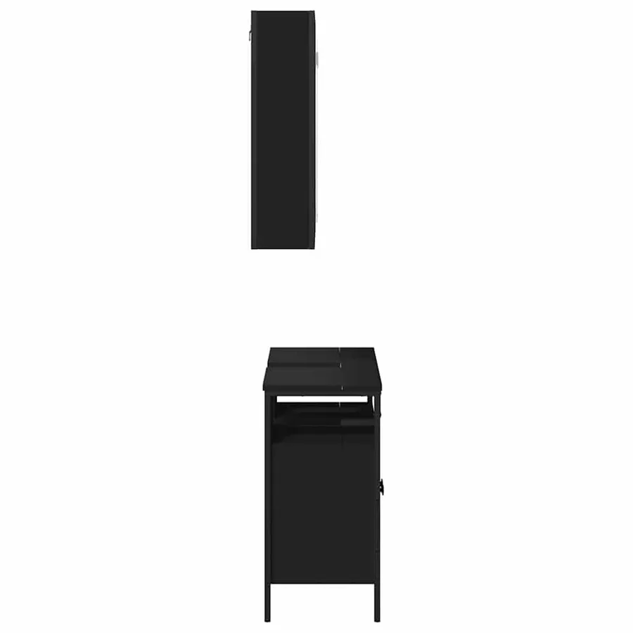 Ensemble de meubles salle de bain 2 pcs noir bois d'ingénierie - 7