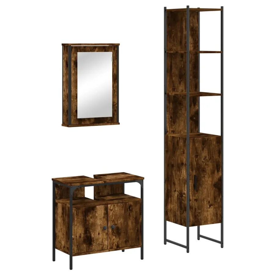 Ensemble de meubles de salle de bain 3 pcs Chêne fumé - 2