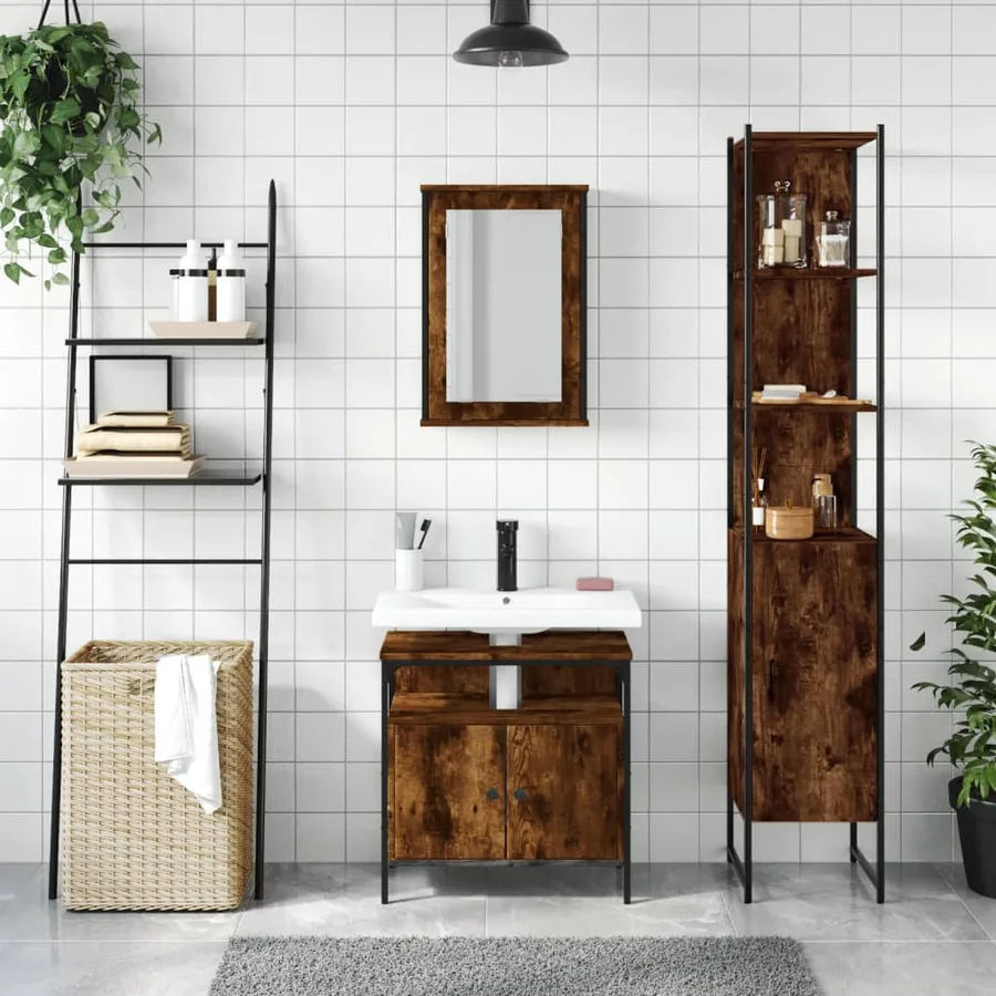 Ensemble de meubles de salle de bain 3 pcs Chêne fumé - 3