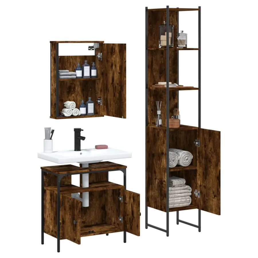 Ensemble de meubles de salle de bain 3 pcs Chêne fumé - 4