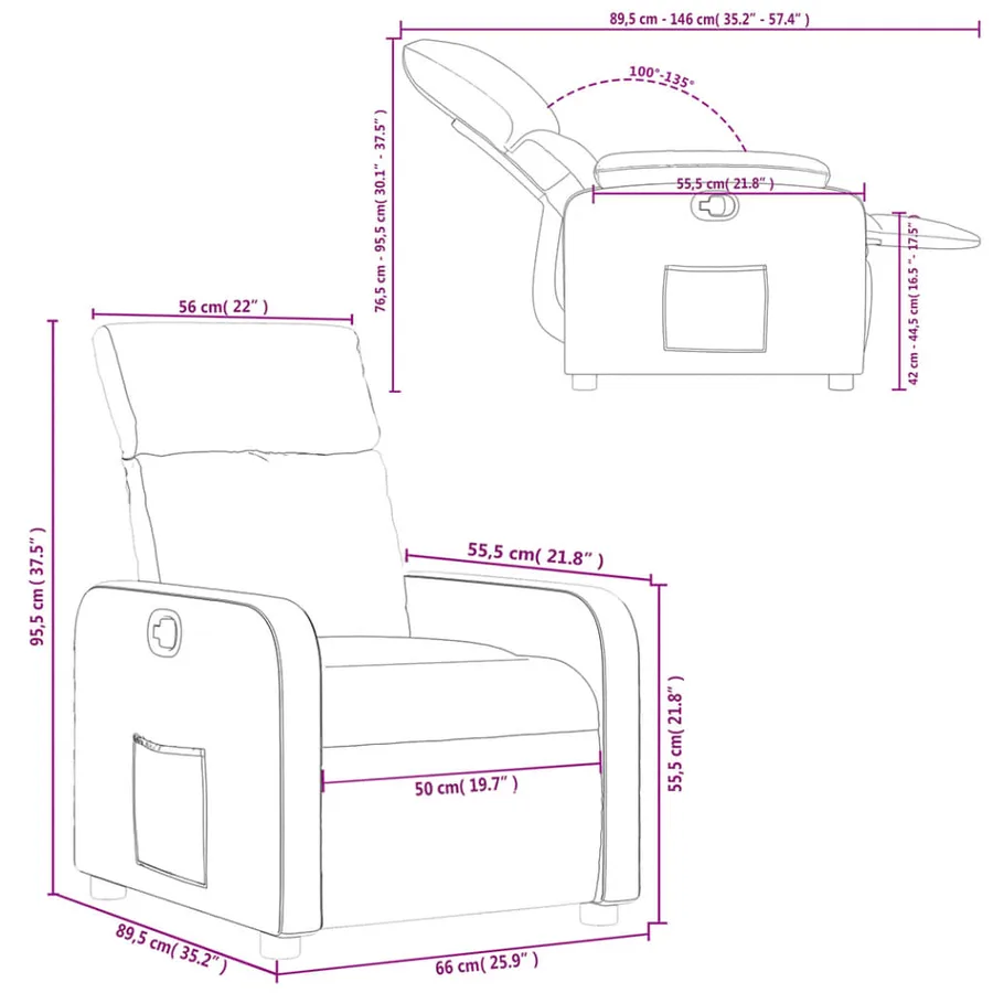 Fauteuil inclinable Marron foncé Tissu - 11