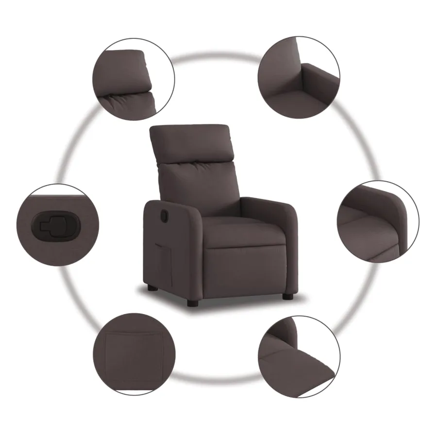 Fauteuil inclinable Marron foncé Tissu - 5