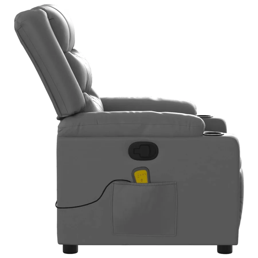 Fauteuil de massage inclinable Gris Similicuir - 8