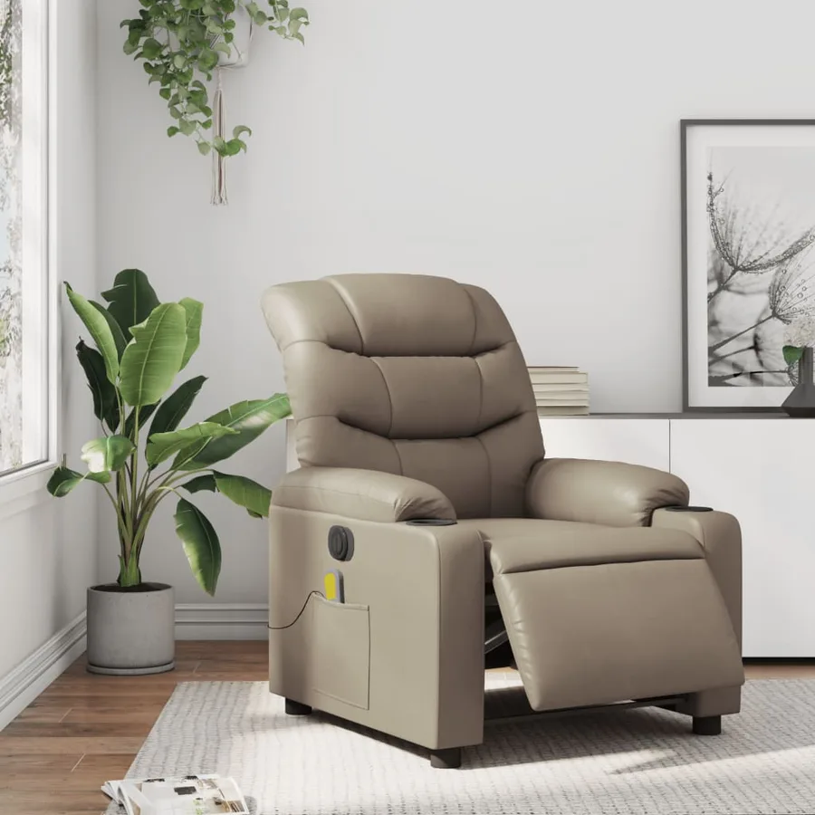 Fauteuil de massage inclinable électrique cappuccino similicuir - 15