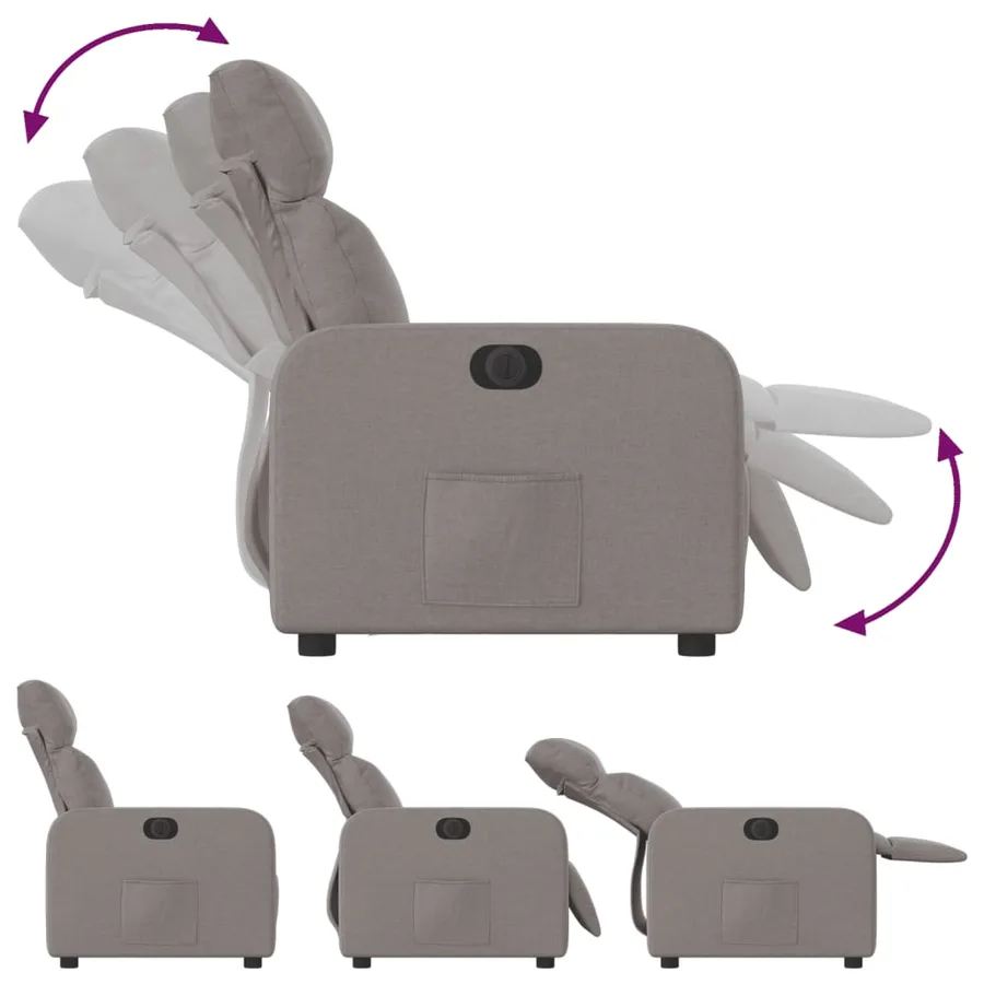 Fauteuil inclinable électrique Taupe Tissu - 7