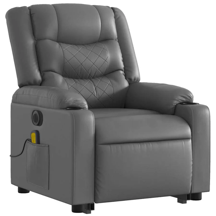 Fauteuil inclinable de massage électrique gris similicuir - 4