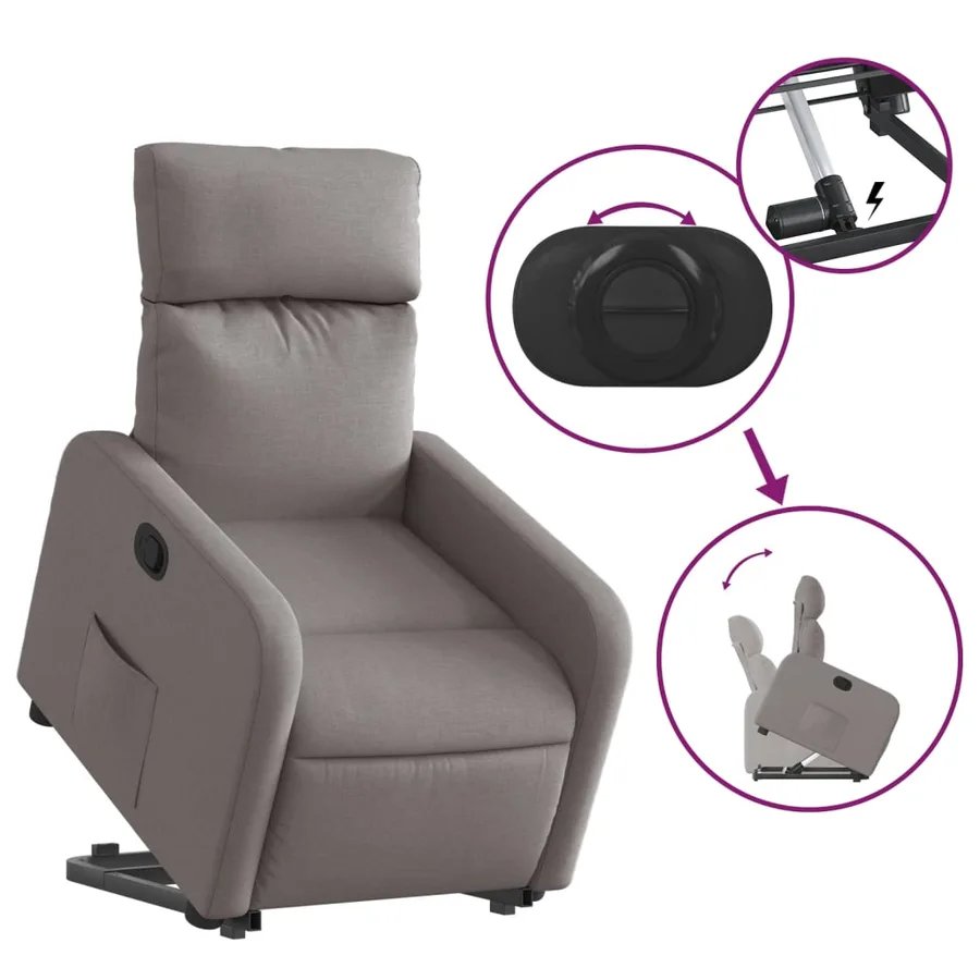 Fauteuil inclinable taupe tissu - 6